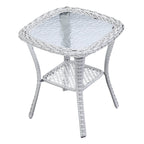 Pocassy Patio Wicker Coffee Table, Outdoor Rattan Side Table - 20X20