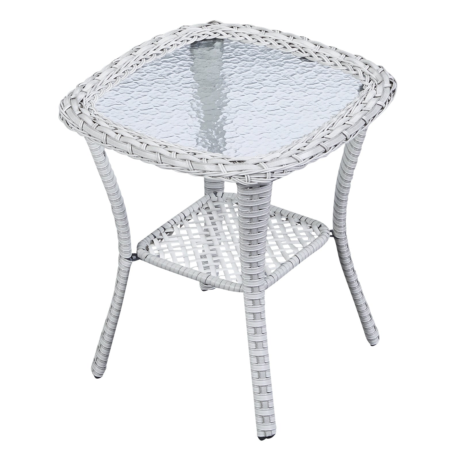 Pocassy Patio Wicker Coffee Table, Outdoor Rattan Side Table - 20X20