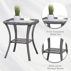 Pocassy Patio Wicker Coffee Table, Outdoor Rattan Side Table - 20X20