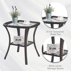 Pocassy Patio Wicker Coffee Table, Outdoor Rattan Side Table - 20X20