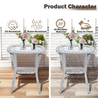 Pocassy Patio Wicker Coffee Table, Outdoor Rattan Side Table - 20X20
