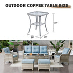 Pocassy Patio Wicker Coffee Table, Outdoor Rattan Side Table - 20X20