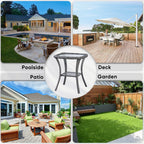 Pocassy Patio Wicker Coffee Table, Outdoor Rattan Side Table - 20X20