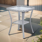 Pocassy Patio Wicker Coffee Table, Outdoor Rattan Side Table - 20X20
