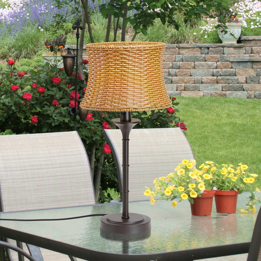 Lampe de table d'extérieur Pocologan Tan 25,25 pouces par Havenside Home - 12,5 L x 12,5 l x 25,25 H