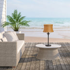 Lampe de table d'extérieur Pocologan Tan 25,25 pouces par Havenside Home - 12,5 L x 12,5 l x 25,25 H