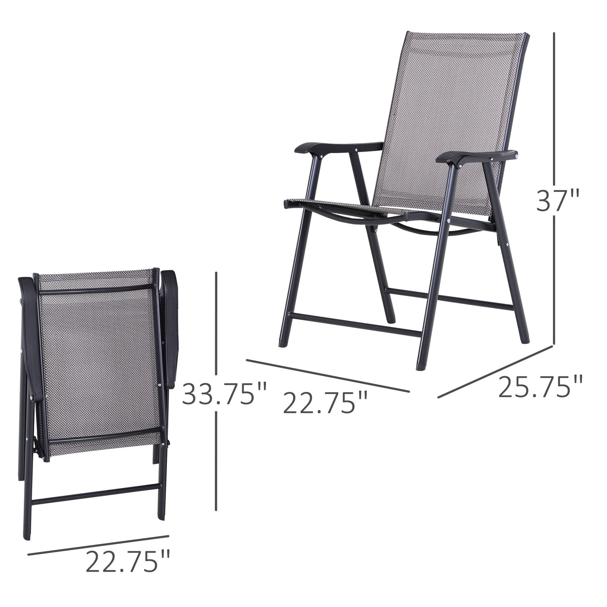 Chaises de patio pliantes grises Podena (lot de 2) par Havenside Home