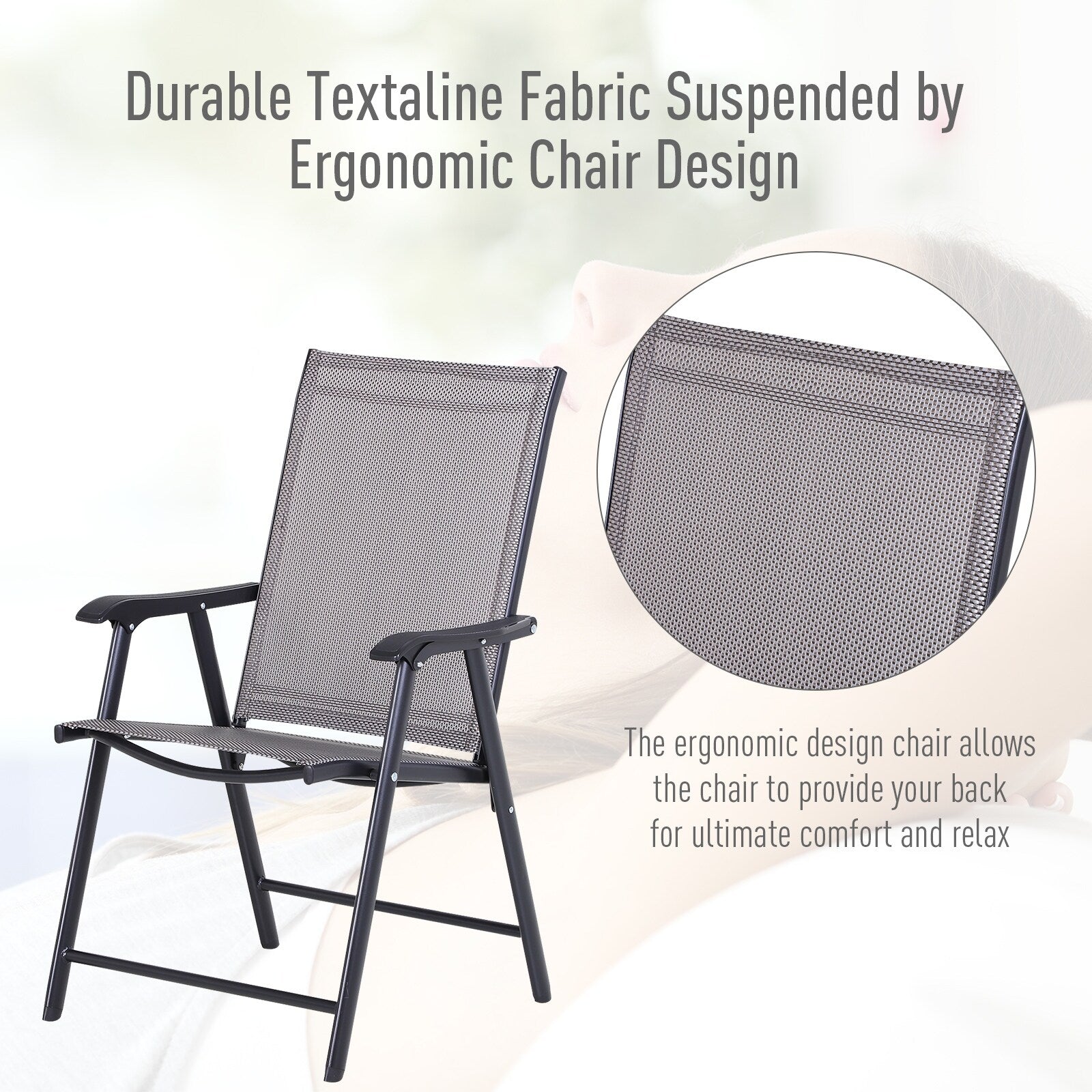 Chaises de patio pliantes grises Podena (lot de 2) par Havenside Home