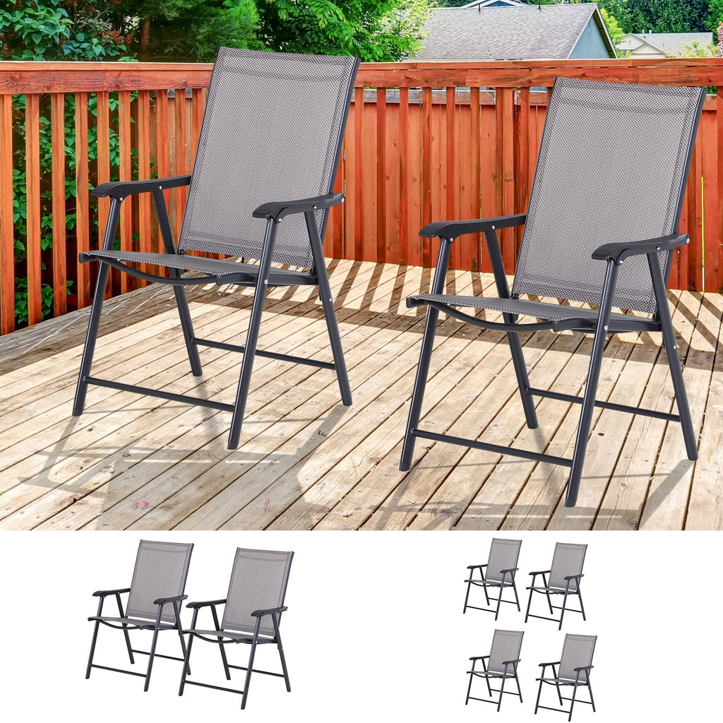 Chaises de patio pliantes grises Podena (lot de 2) par Havenside Home