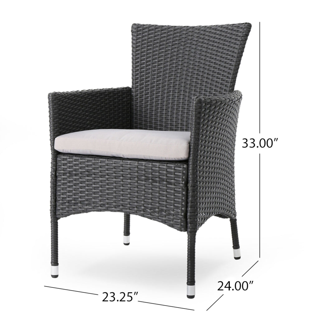 Ensemble de salle à manger d'extérieur Pointe 7 pièces en aluminium avec chaises en osier par Christopher Knight Home