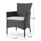 Ensemble de salle à manger d'extérieur Pointe 7 pièces en aluminium avec chaises en osier par Christopher Knight Home