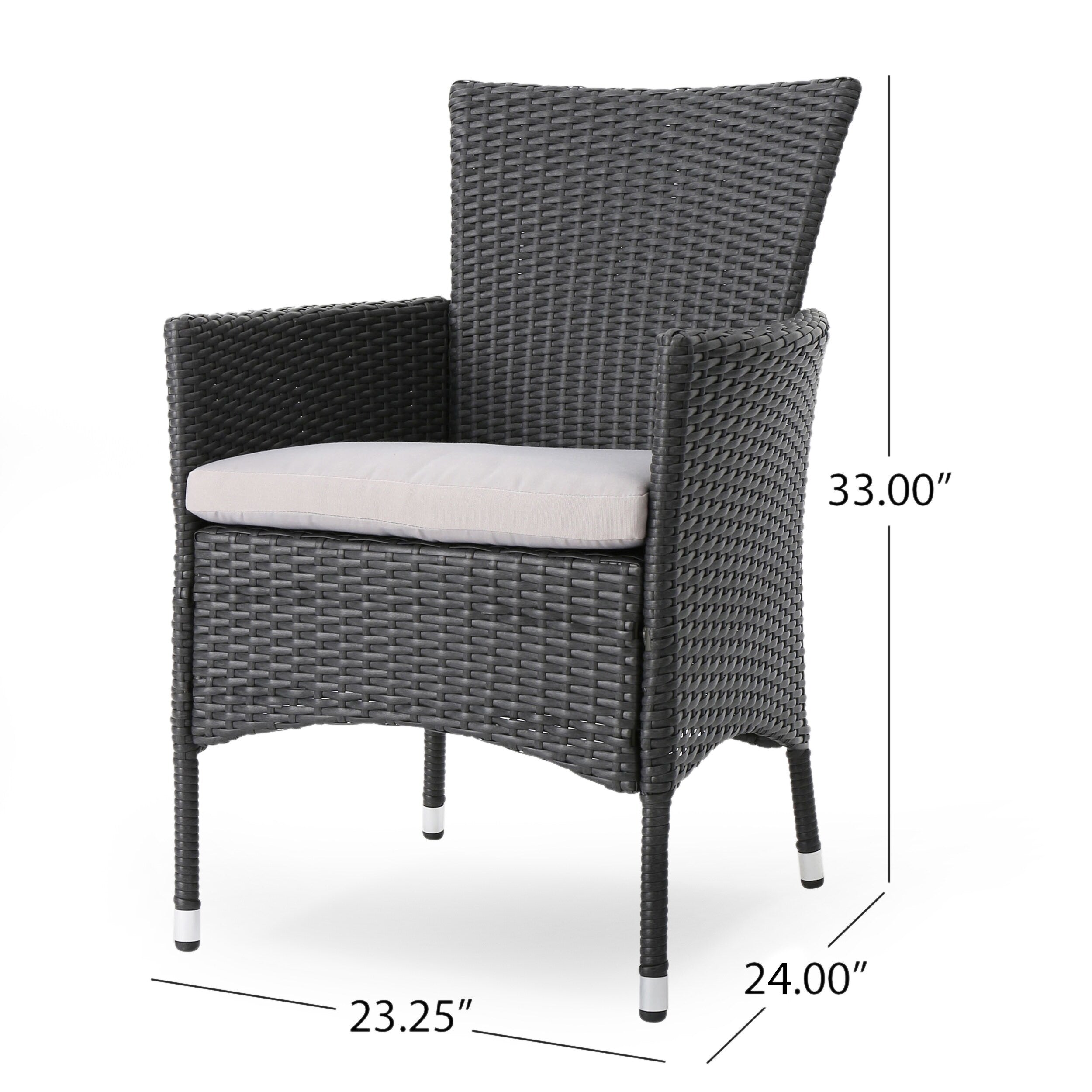 Ensemble de salle à manger d'extérieur Pointe 7 pièces en aluminium avec chaises en osier par Christopher Knight Home