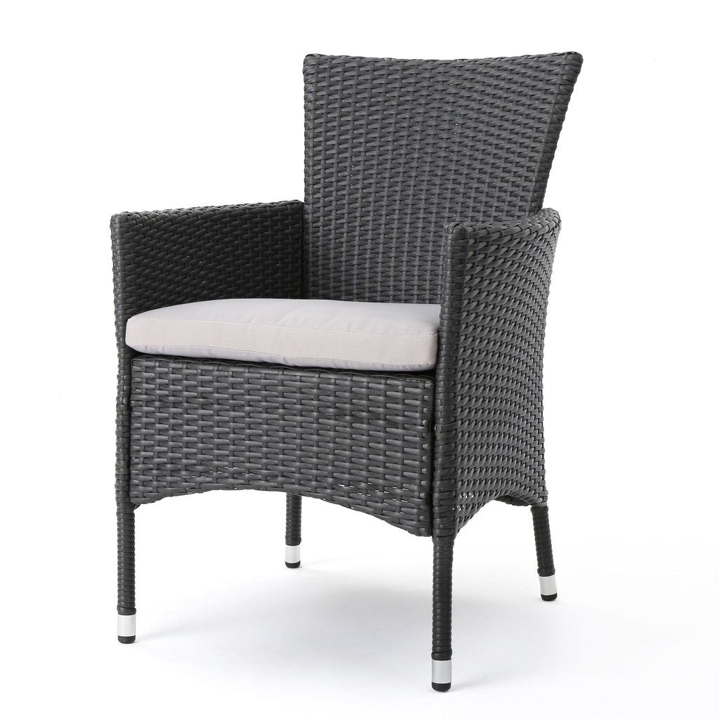 Ensemble de salle à manger d'extérieur Pointe 7 pièces en aluminium avec chaises en osier par Christopher Knight Home