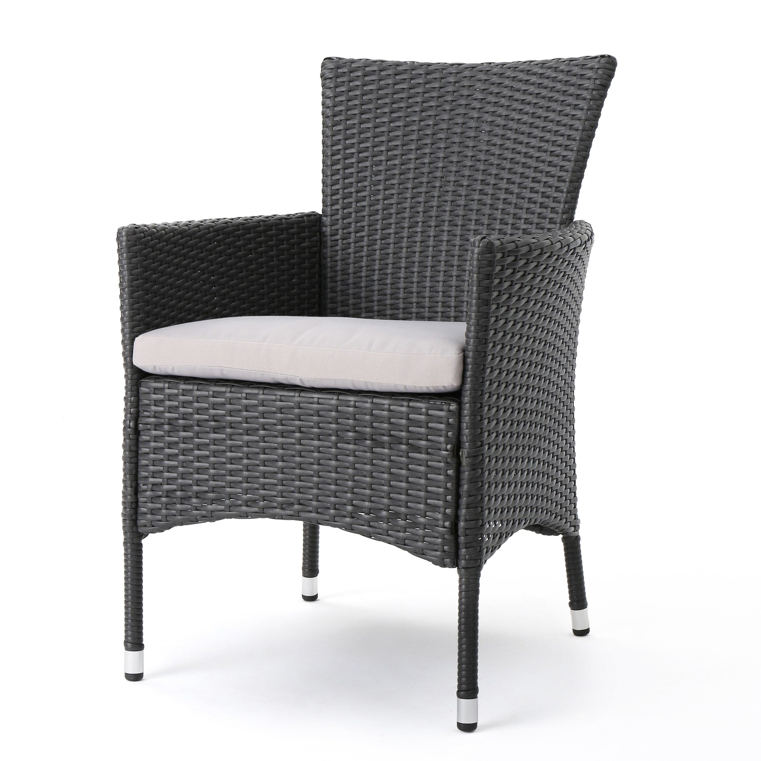 Ensemble de salle à manger d'extérieur Pointe 7 pièces en aluminium avec chaises en osier par Christopher Knight Home