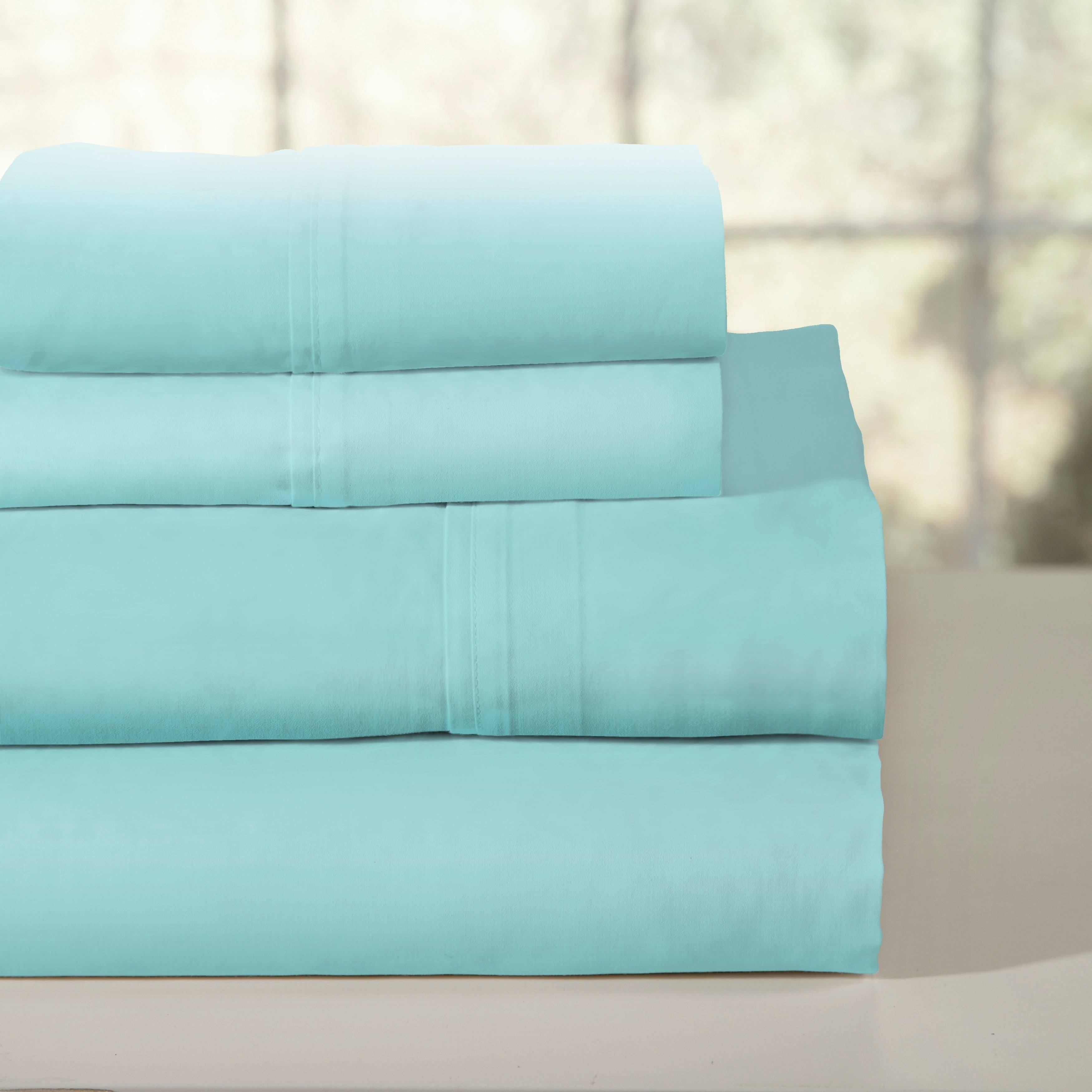 Parure de draps Pointehaven en percale de coton peigné, respirante, unie ou imprimée