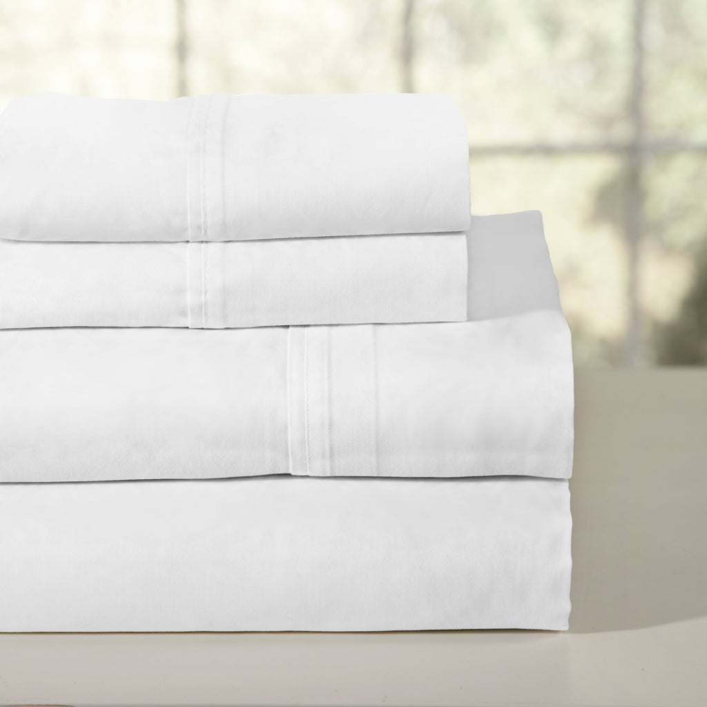Parure de draps Pointehaven en percale de coton peigné, respirante, unie ou imprimée