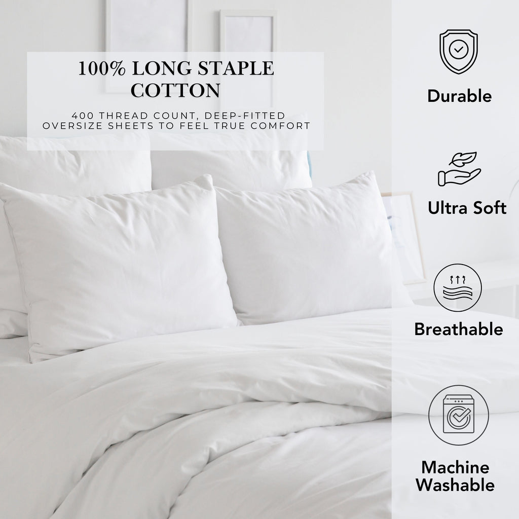 Parure de lit Pointehaven en coton à fibres longues, extra-profond, 400 fils au pouce carré