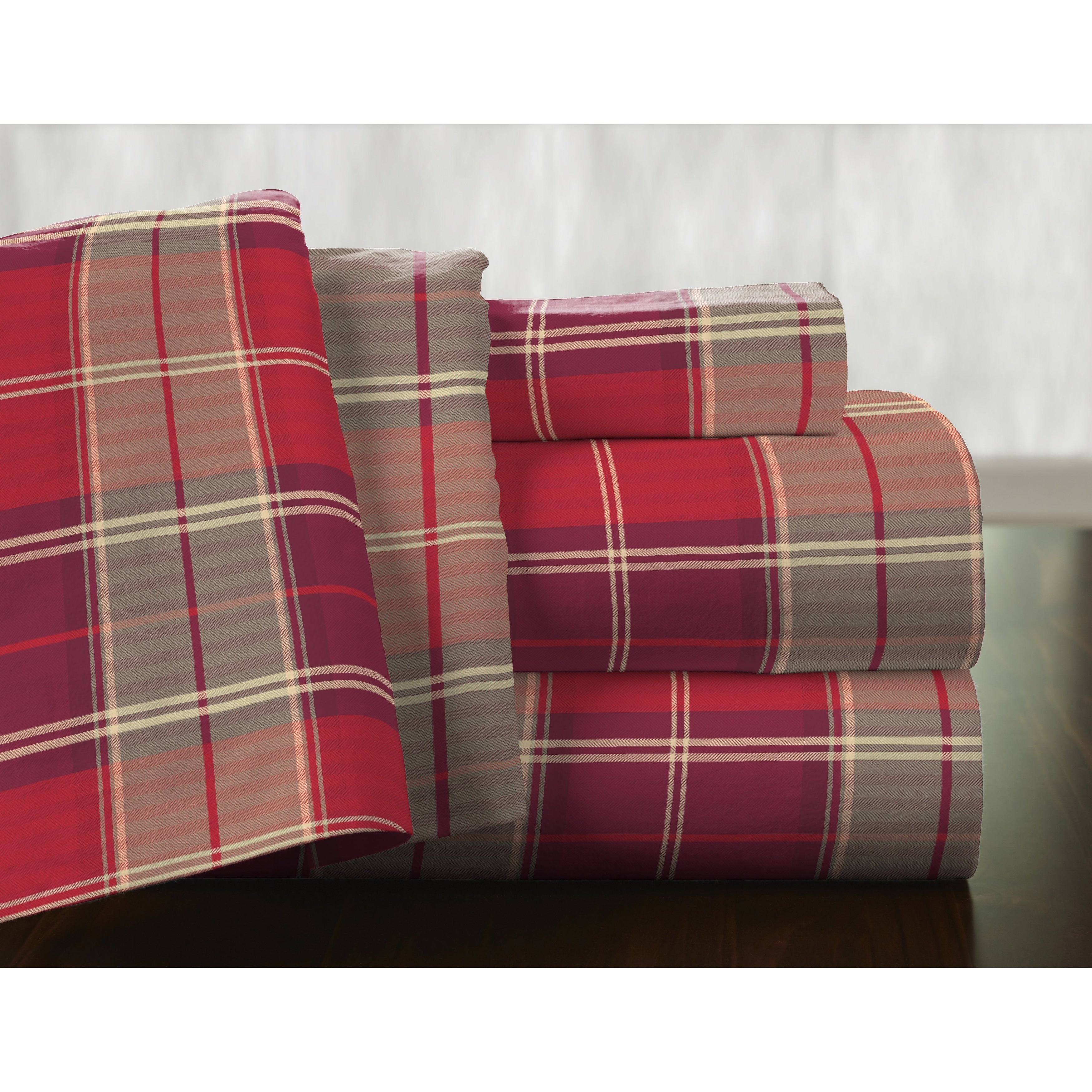 Parure de lit Pointehaven en flanelle de coton 175 g/m² avec draps surdimensionnés