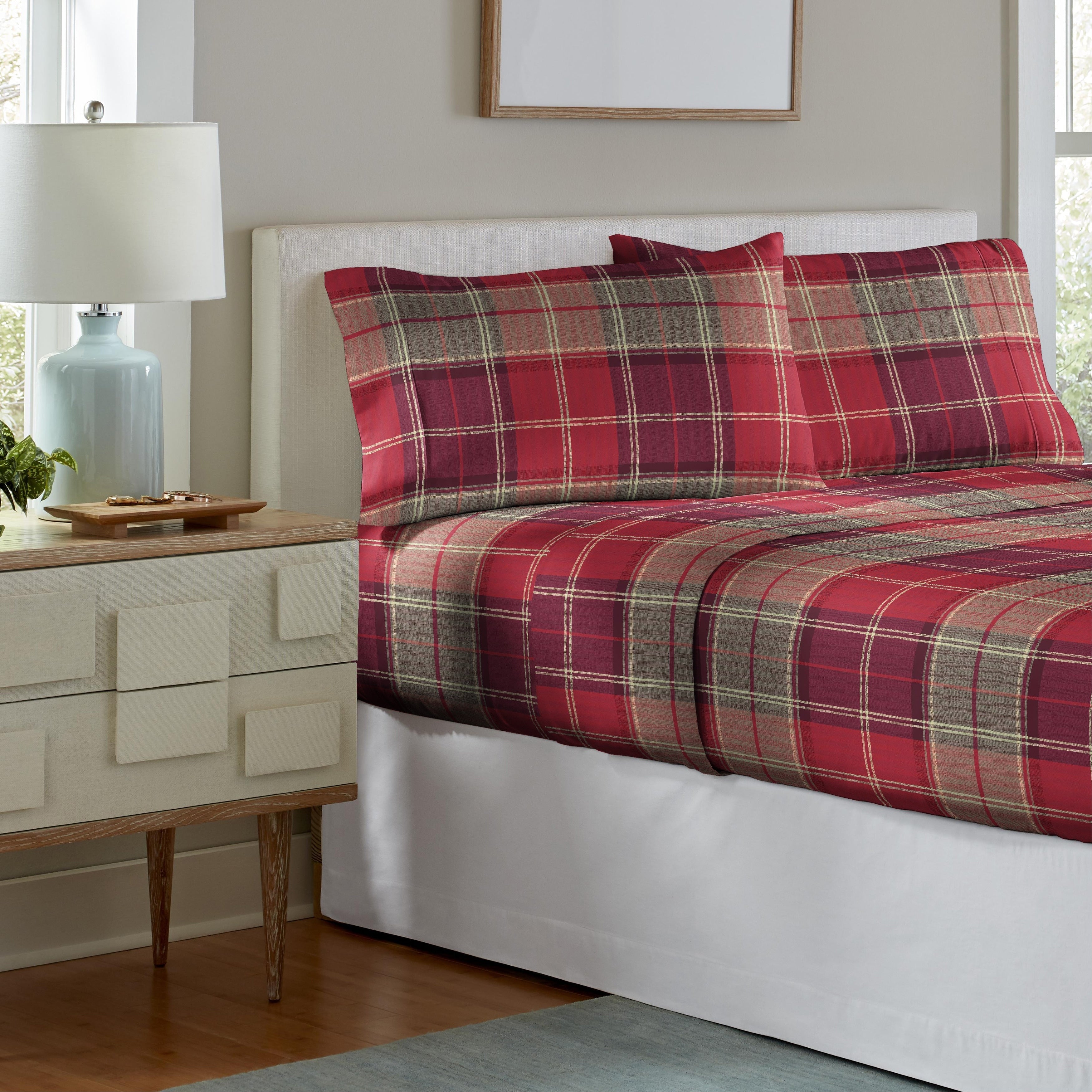 Parure de lit Pointehaven en flanelle de coton 175 g/m² avec draps surdimensionnés