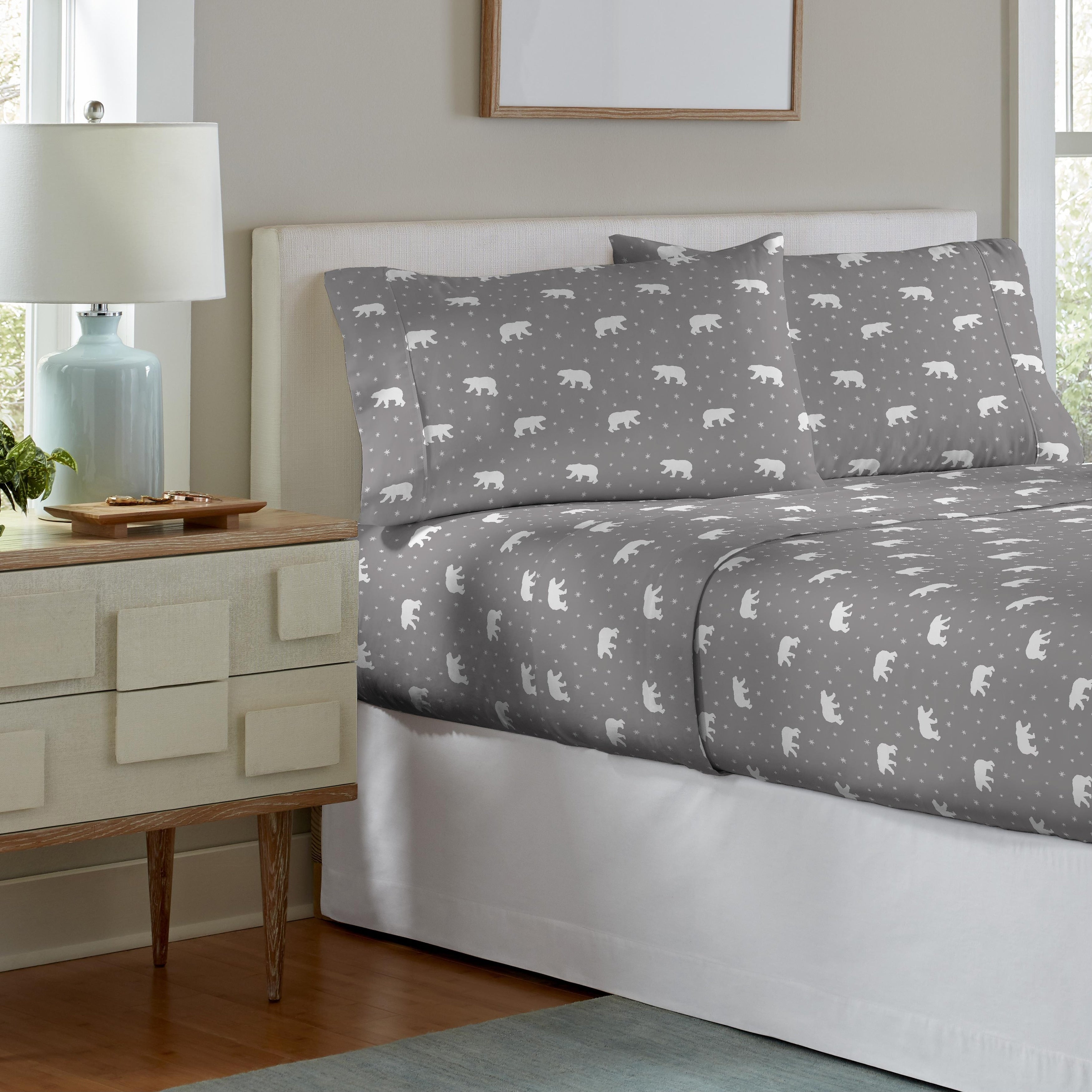 Parure de lit Pointehaven en flanelle de coton 175 g/m² avec draps surdimensionnés