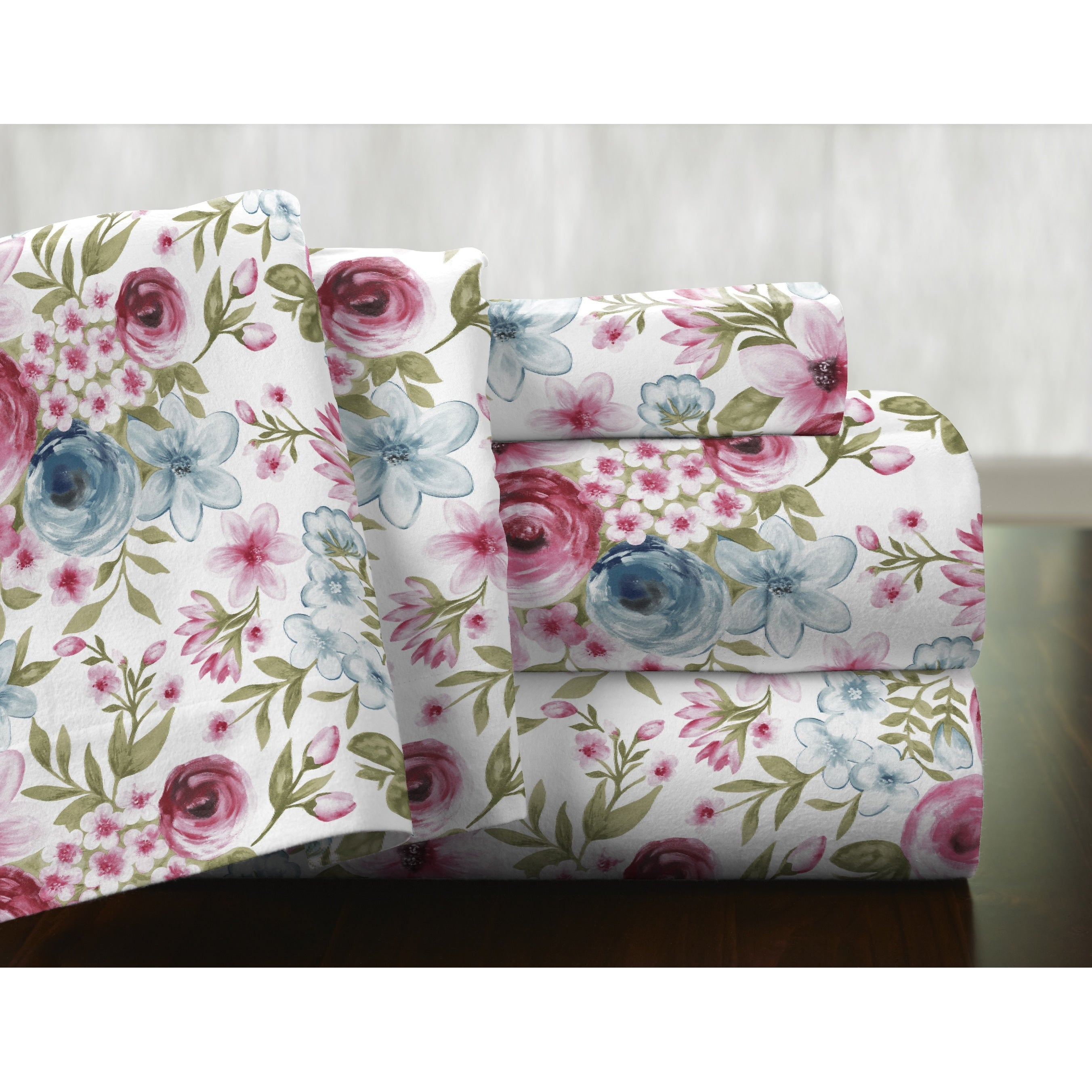 Parure de lit Pointehaven en flanelle de coton 175 g/m² avec draps surdimensionnés