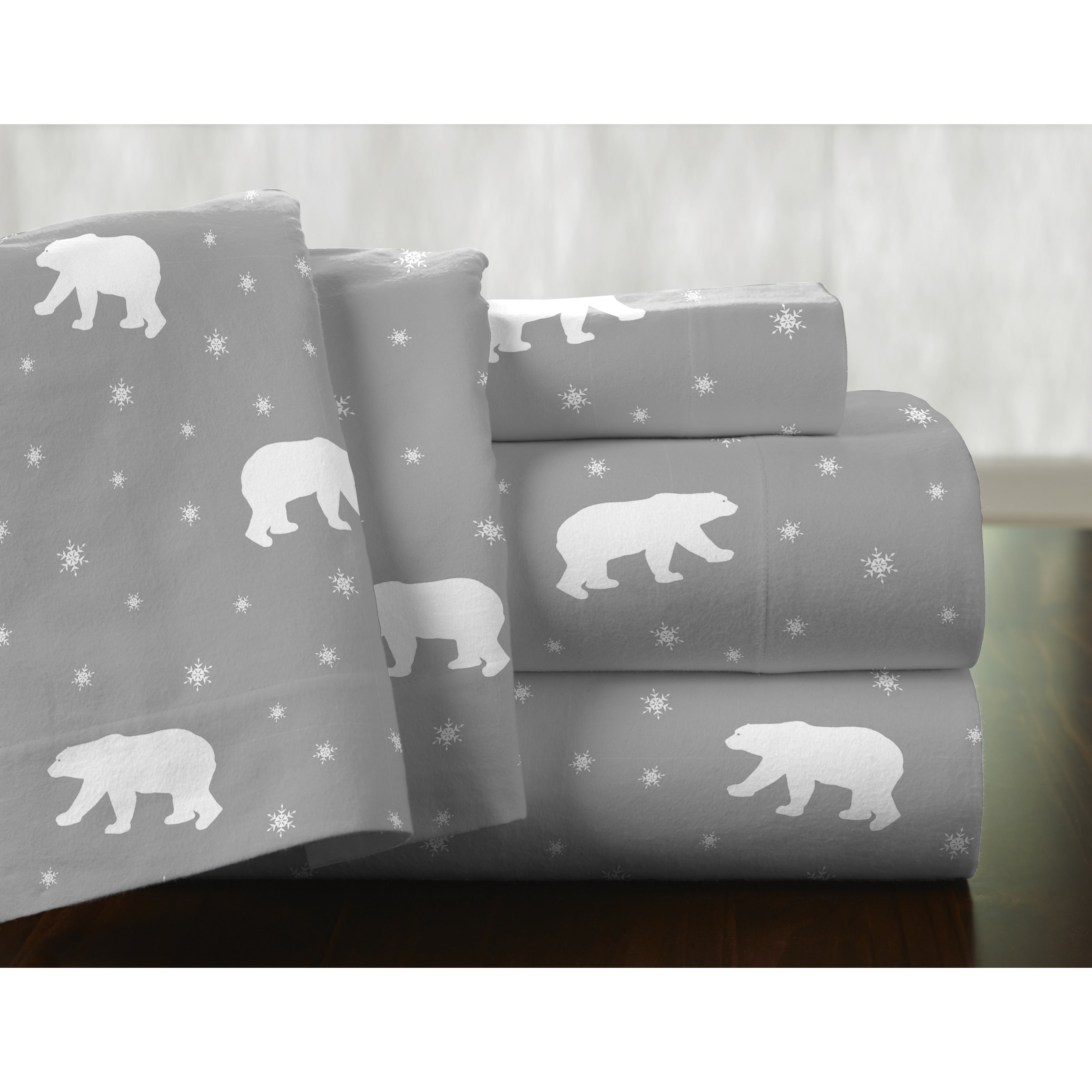 Parure de lit Pointehaven en flanelle de coton 175 g/m² avec draps surdimensionnés