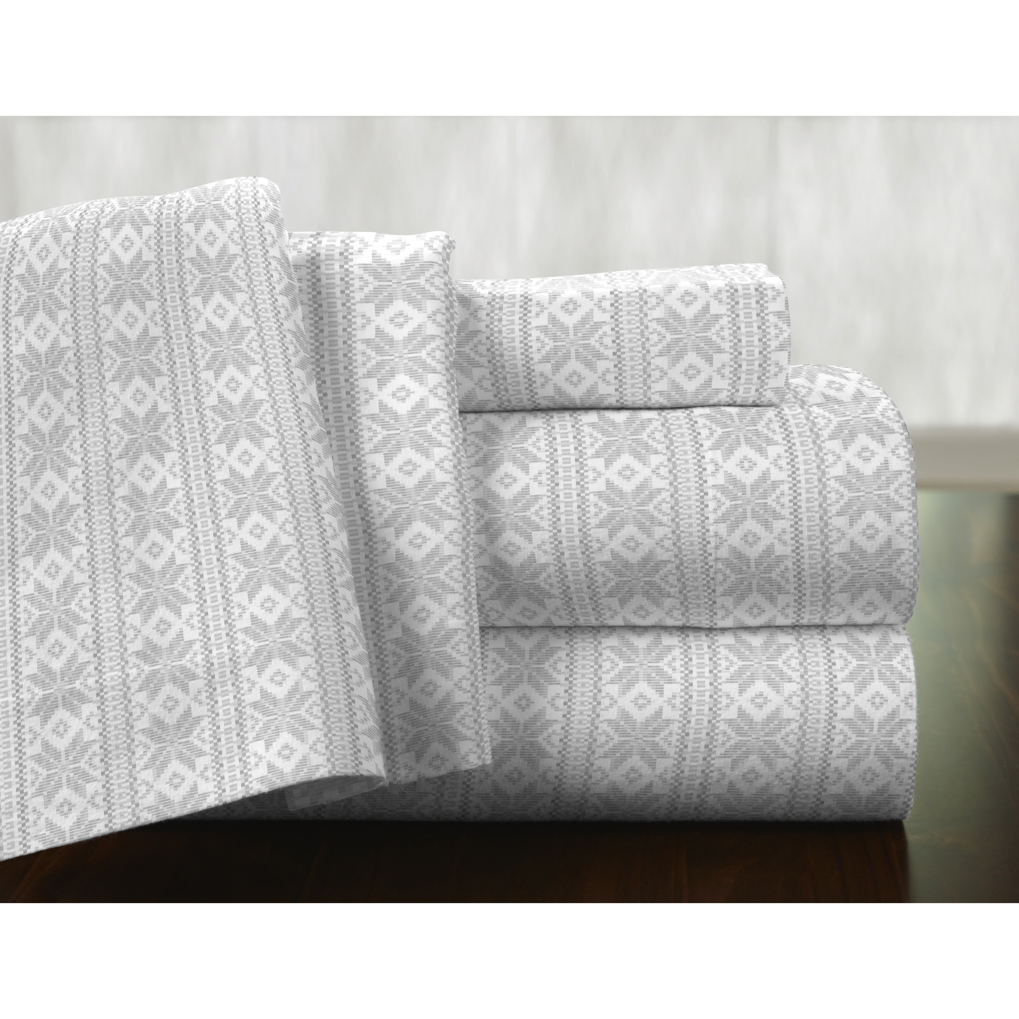 Parure de lit Pointehaven en flanelle de coton 175 g/m² avec draps surdimensionnés