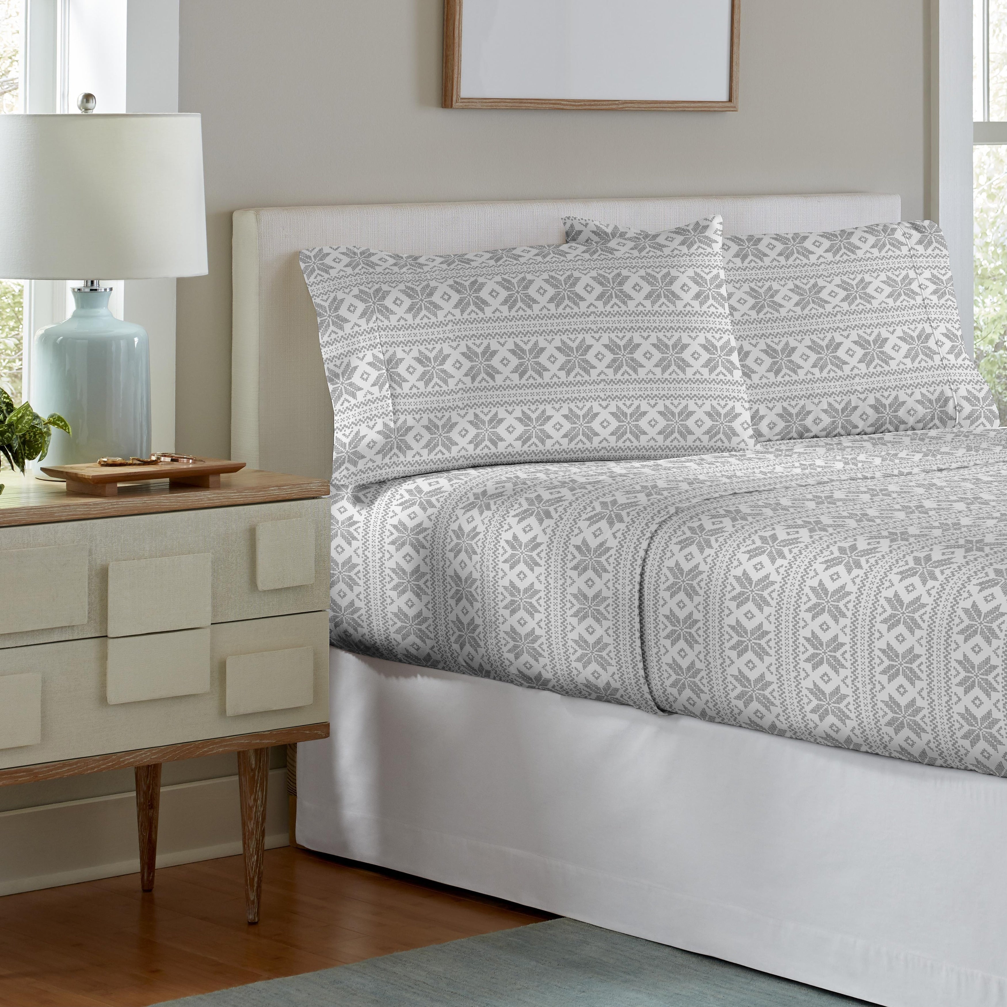 Parure de lit Pointehaven en flanelle de coton 175 g/m² avec draps surdimensionnés