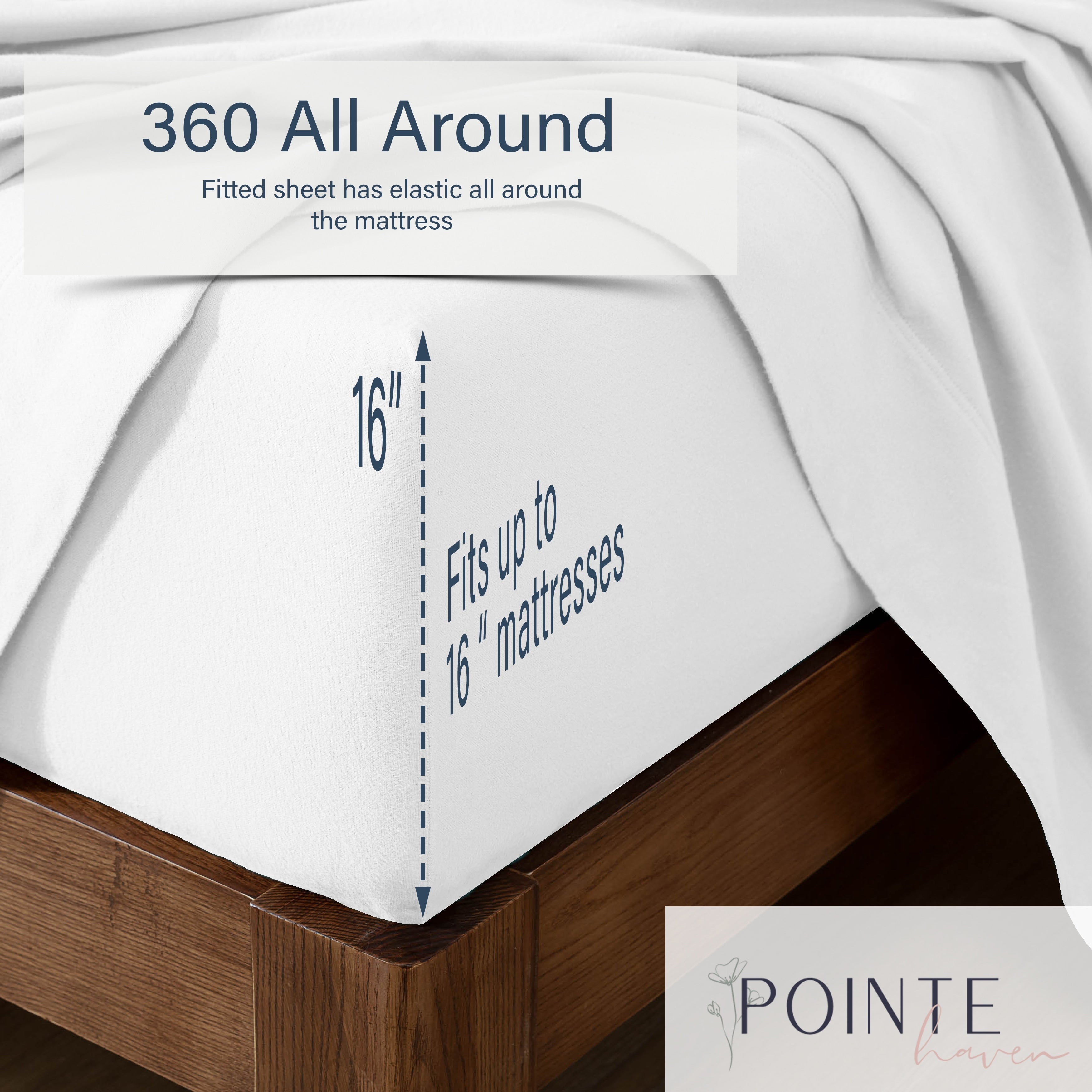 Parure de lit Pointehaven en flanelle de coton 175 g/m² avec draps surdimensionnés