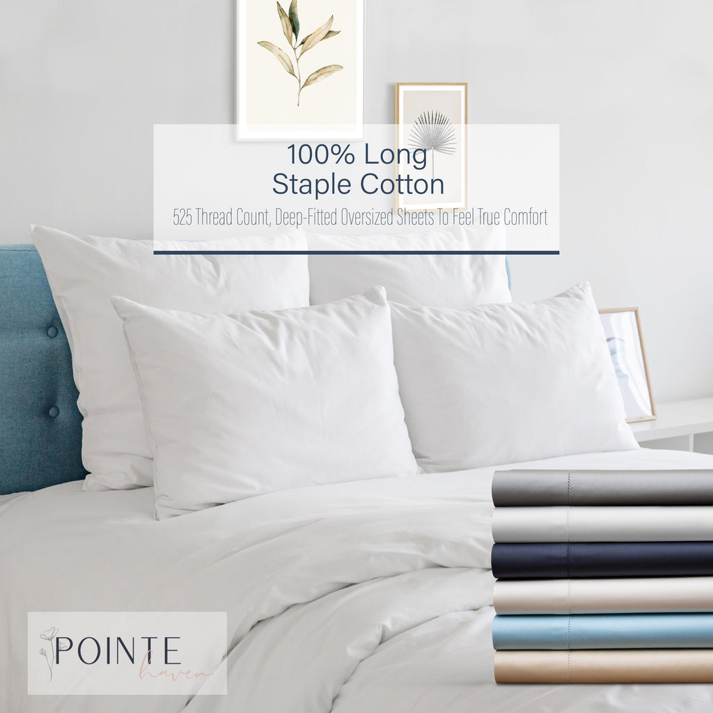 Parure de draps surdimensionnée Pointehaven en coton doux à fibres longues 525 fils