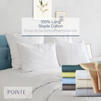 Parure de draps Pointehaven en coton à fibres longues 620 fils au pouce carré avec poche profonde