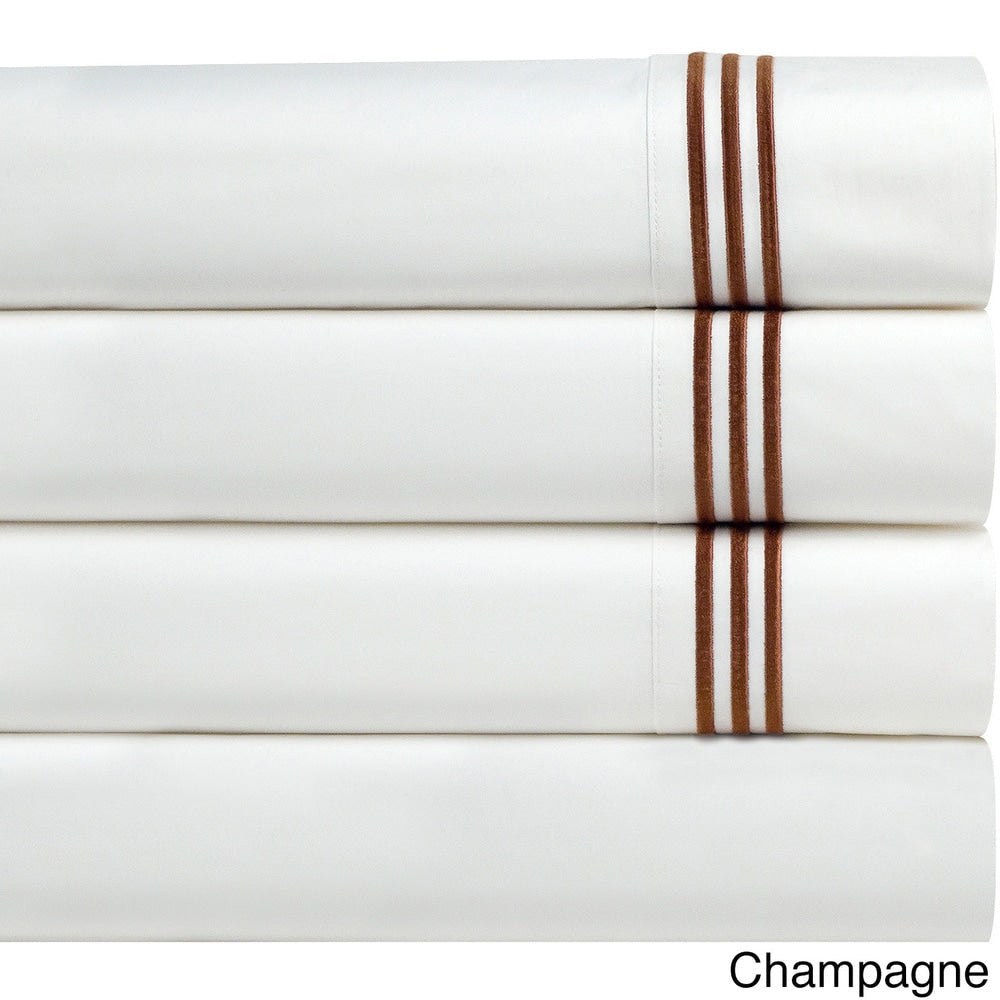 Taies d'oreiller Pointehaven en percale de coton égyptien brodé (lot de 2)