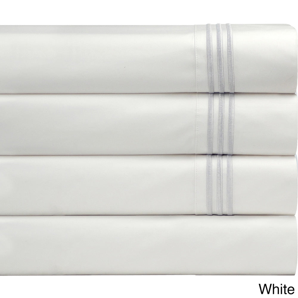 Taies d'oreiller Pointehaven en percale de coton égyptien brodé (lot de 2)