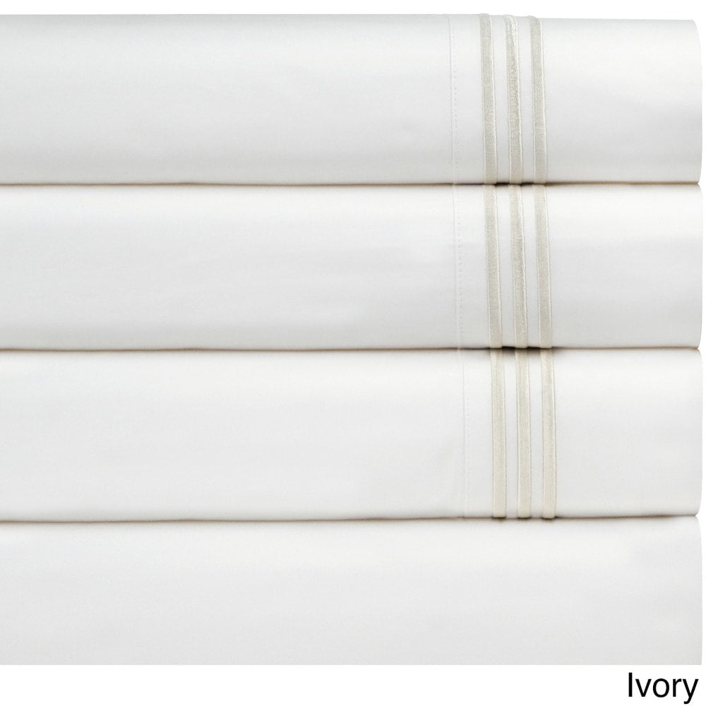 Taies d'oreiller Pointehaven en percale de coton égyptien brodé (lot de 2)