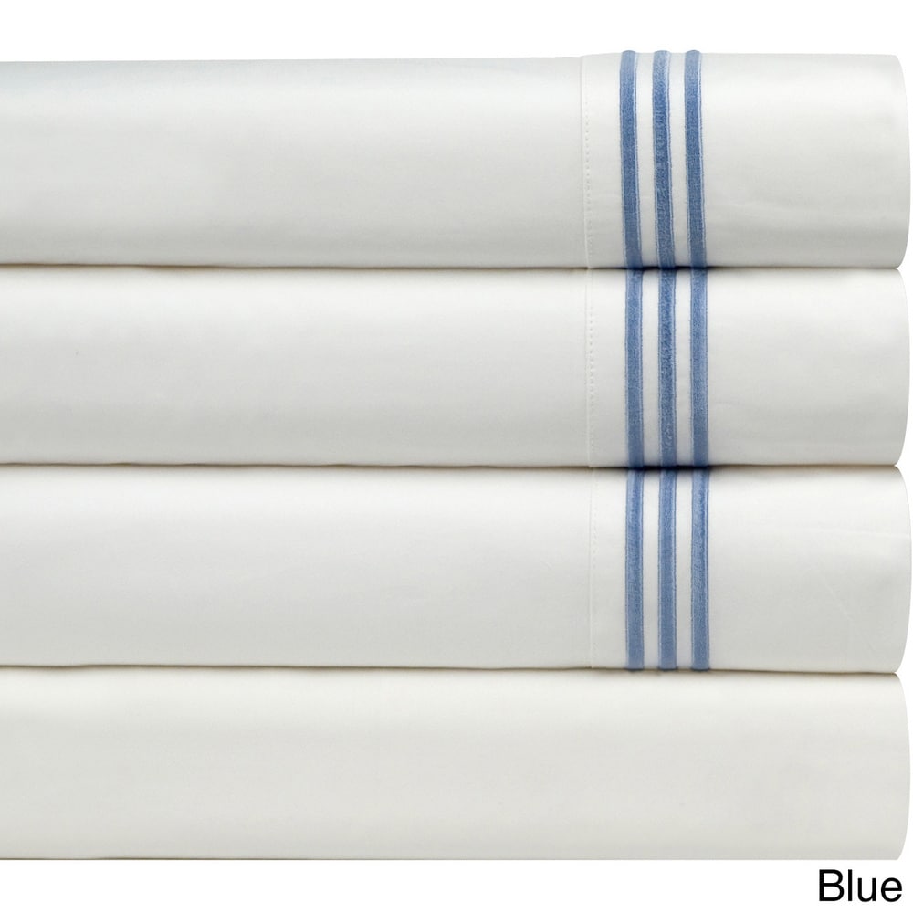 Taies d'oreiller Pointehaven en percale de coton égyptien brodé (lot de 2)