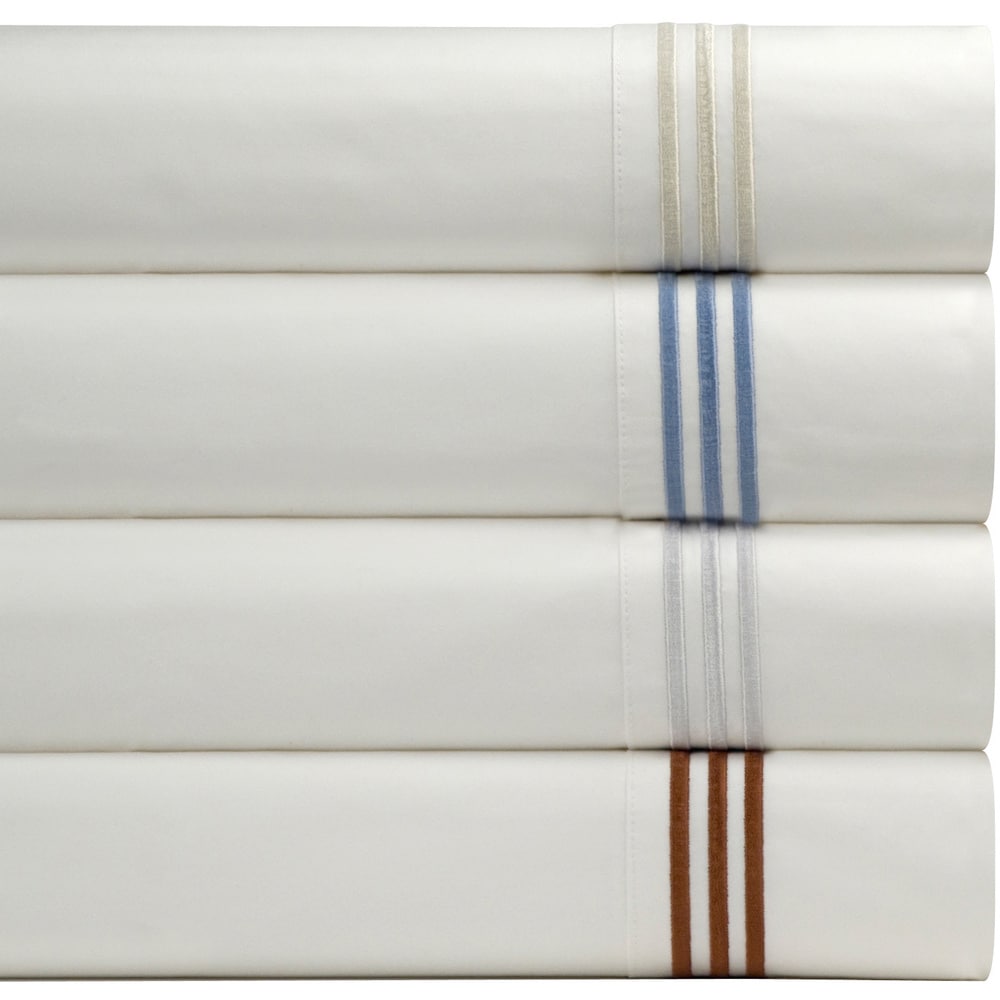 Taies d'oreiller Pointehaven en percale de coton égyptien brodé (lot de 2)