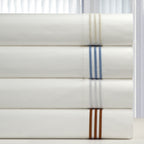 Ensemble de draps rafraîchissants surdimensionnés en percale de coton brodée à longues fibres Pointehaven, 4 pièces