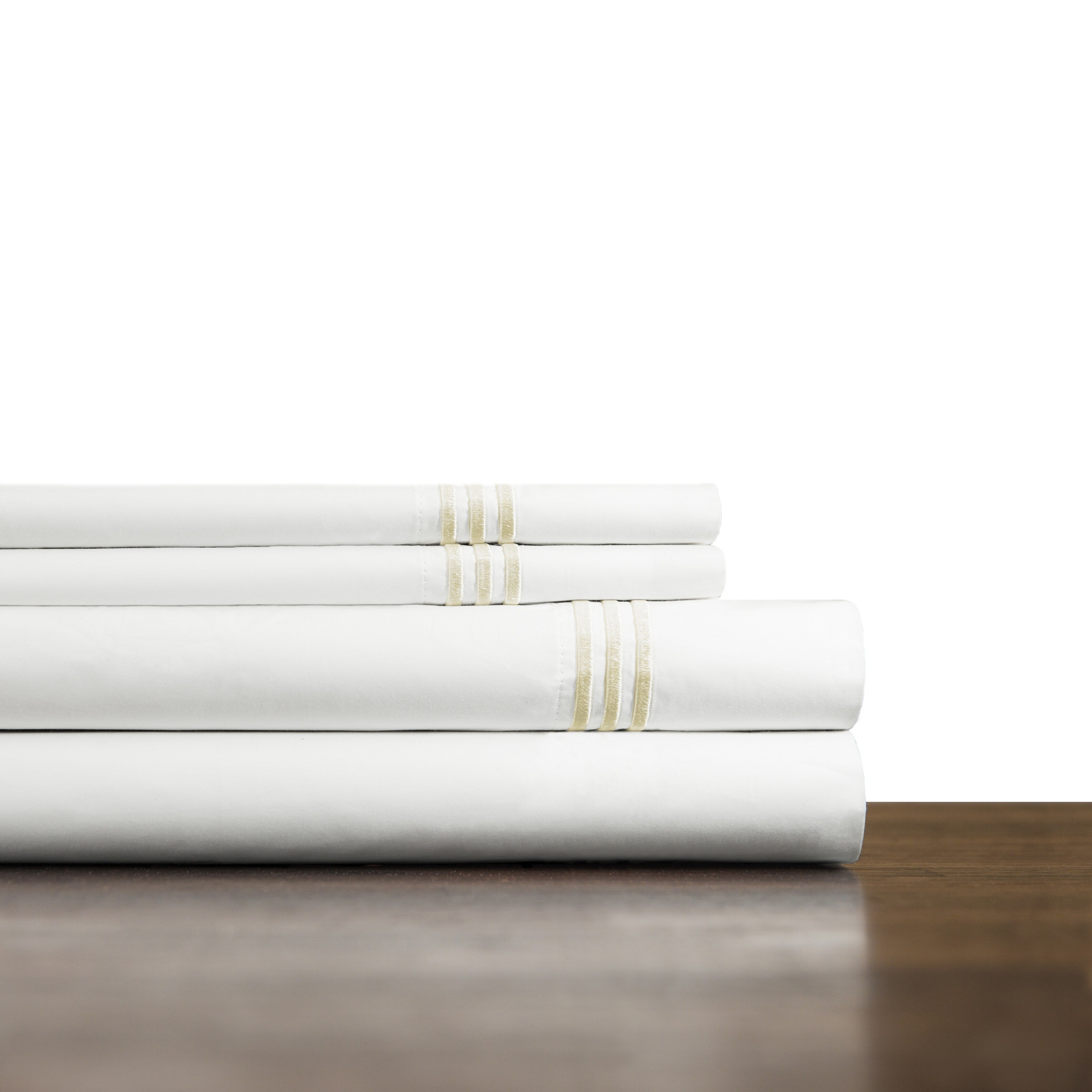 Ensemble de draps rafraîchissants surdimensionnés en percale de coton brodée à longues fibres Pointehaven, 4 pièces