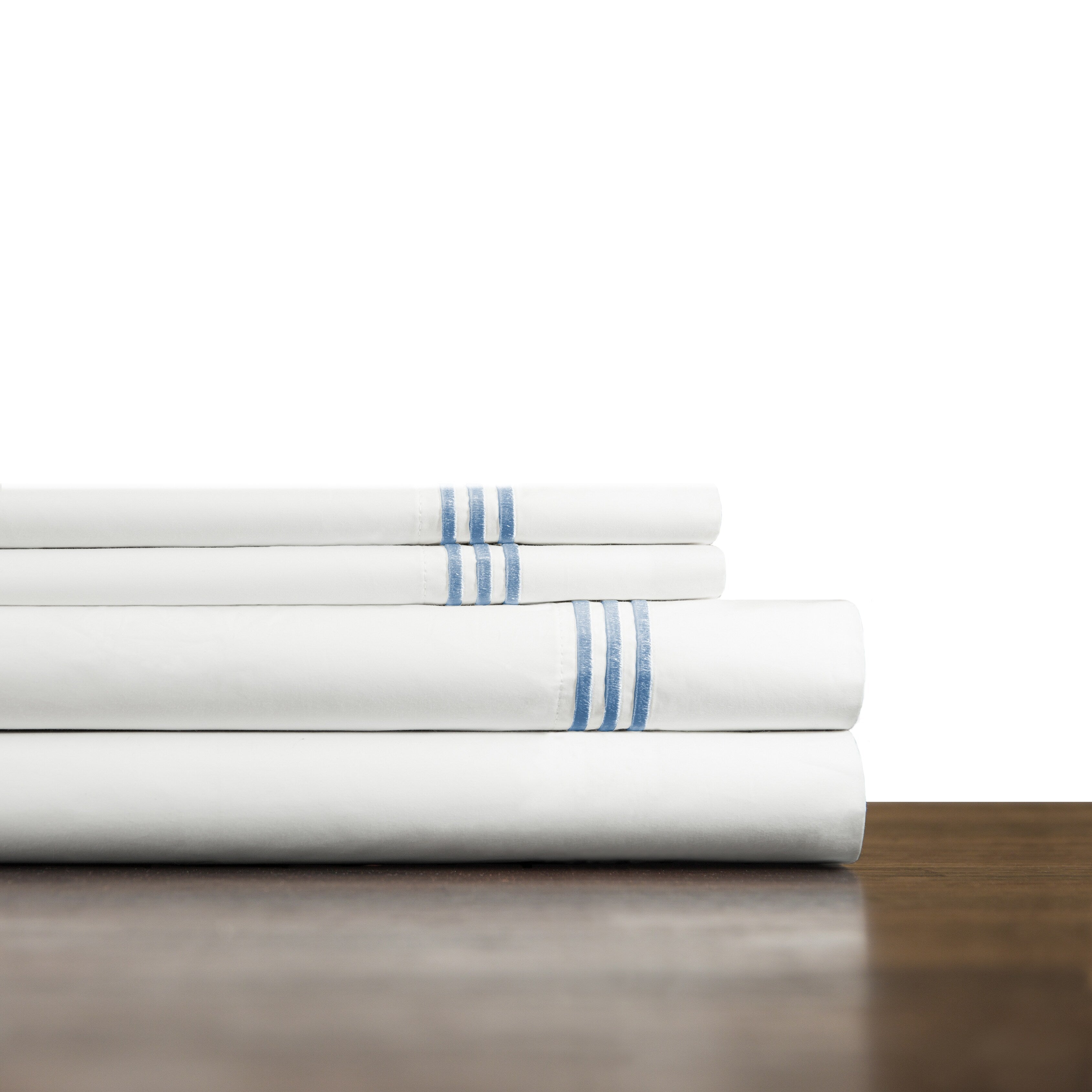 Ensemble de draps rafraîchissants surdimensionnés en percale de coton brodée à longues fibres Pointehaven, 4 pièces