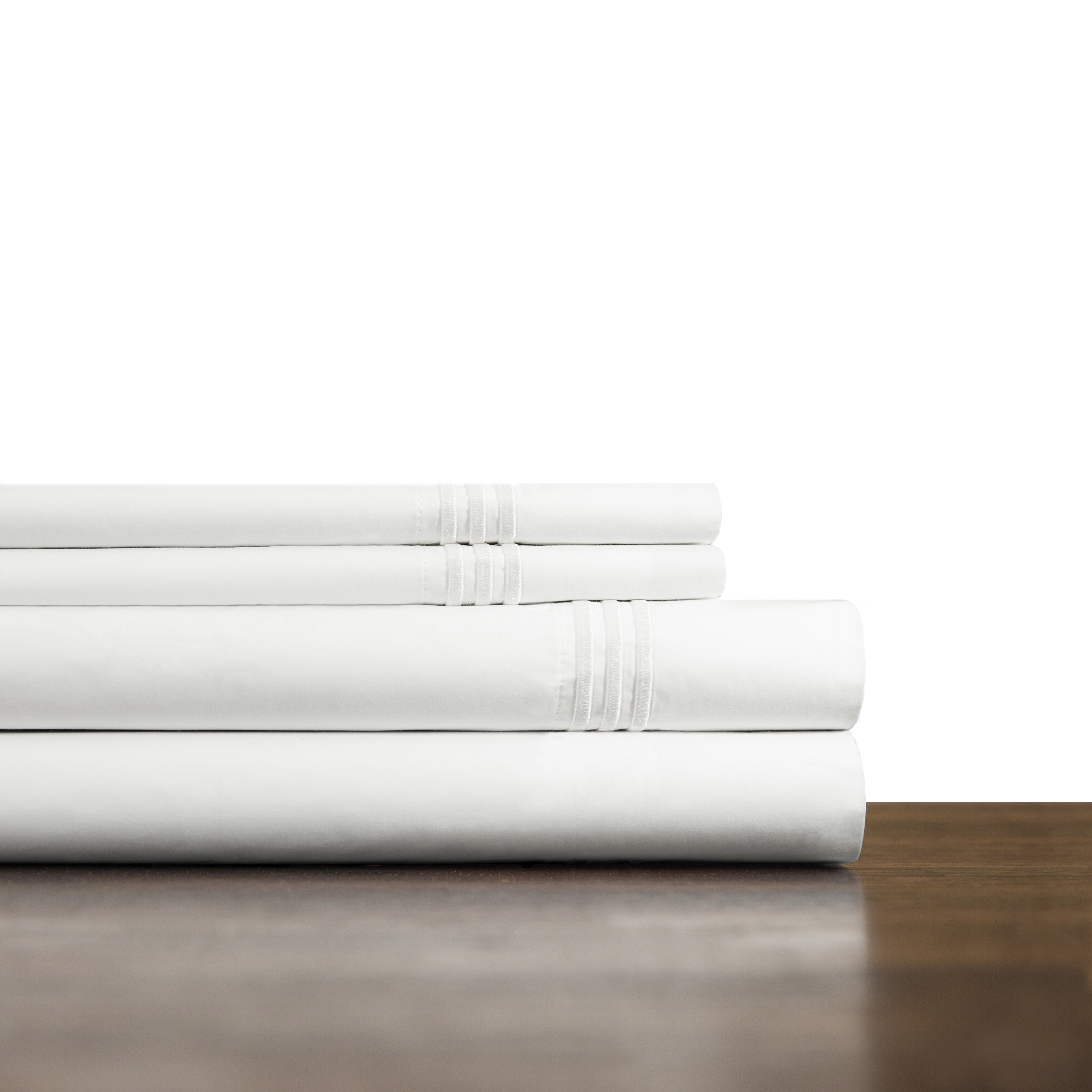 Ensemble de draps rafraîchissants surdimensionnés en percale de coton brodée à longues fibres Pointehaven, 4 pièces