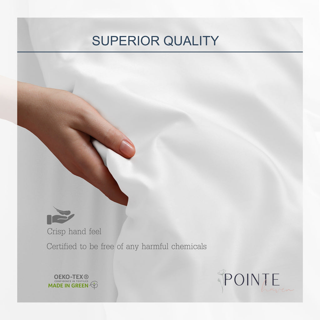 Ensemble de draps rafraîchissants surdimensionnés en percale de coton brodée à longues fibres Pointehaven, 4 pièces