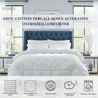 Couette Pointehaven de luxe en percale 100 % coton respirant, 240 fils au pouce carré, alternative au duvet