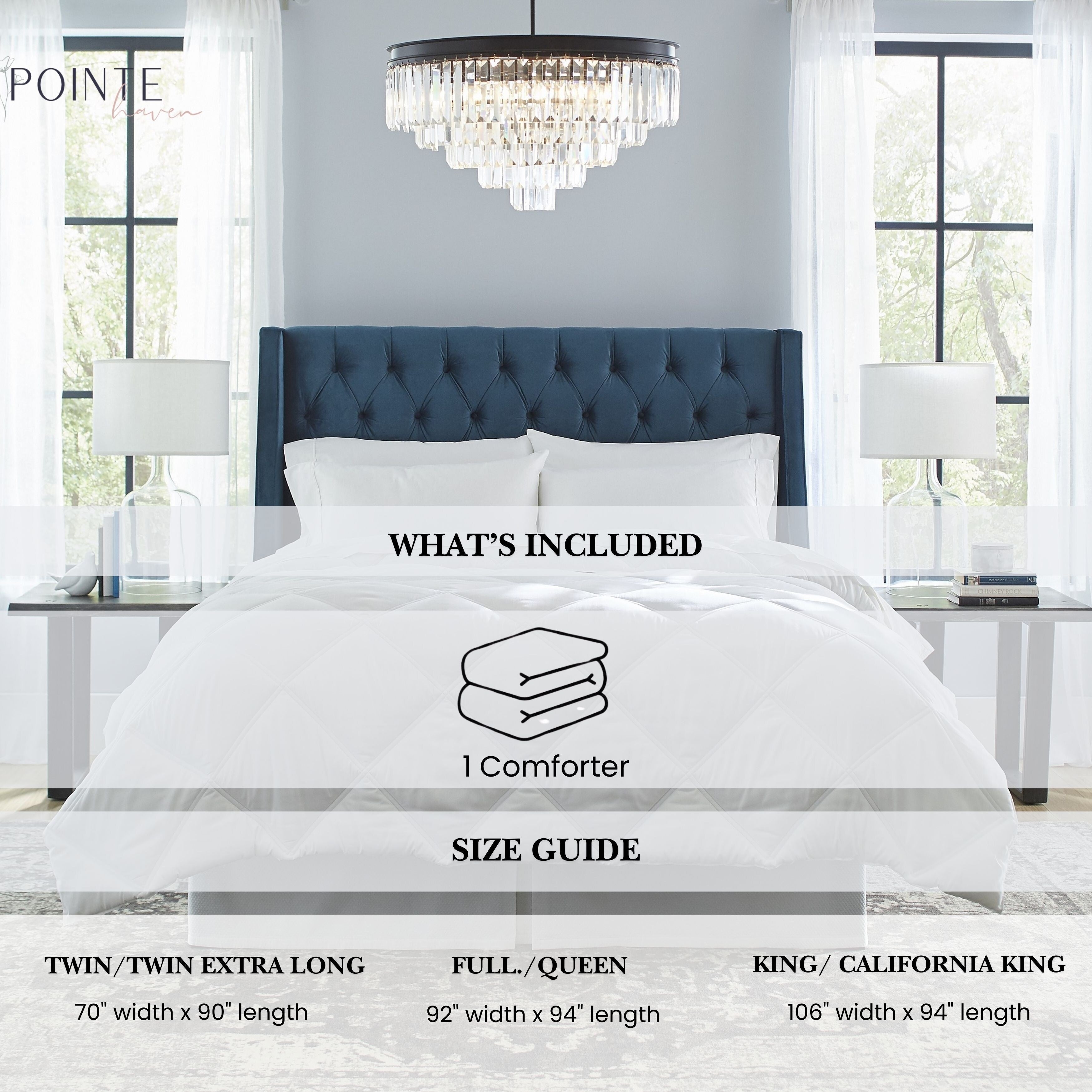 Couette Pointehaven de luxe en percale 100 % coton respirant, 240 fils au pouce carré, alternative au duvet
