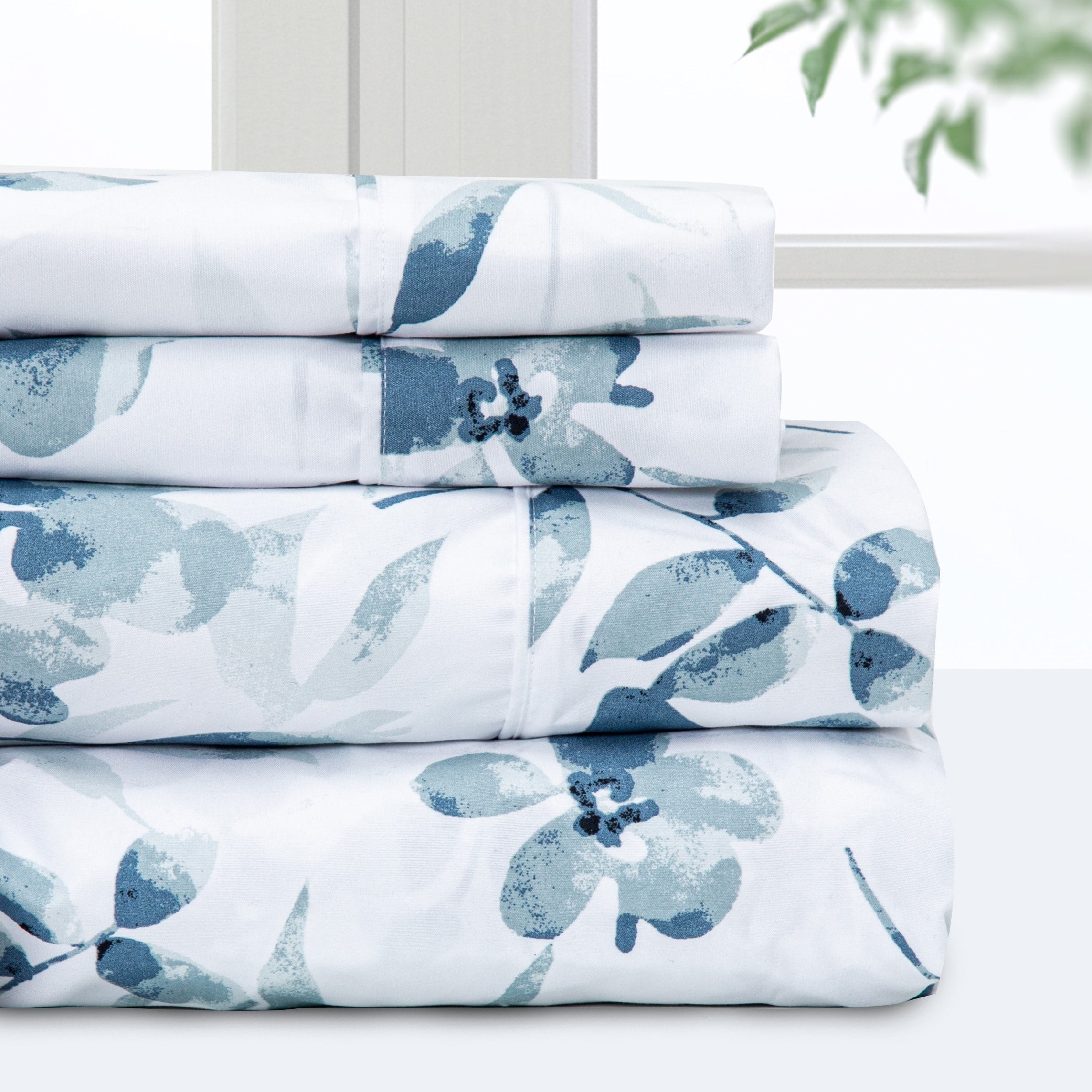 Ensemble de draps de luxe en microfibre Pointehaven, imprimé et uni