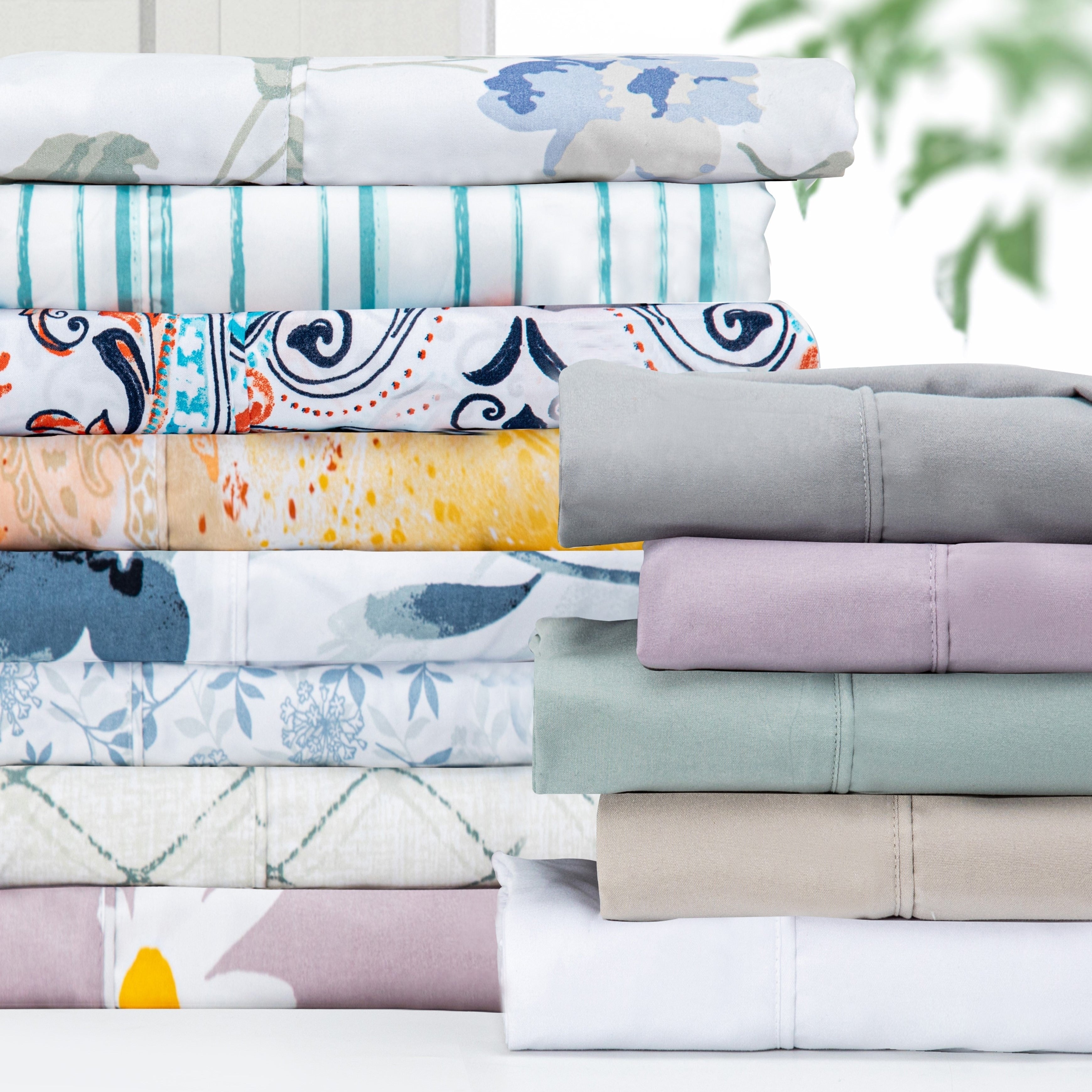 Ensemble de draps de luxe en microfibre Pointehaven, imprimé et uni