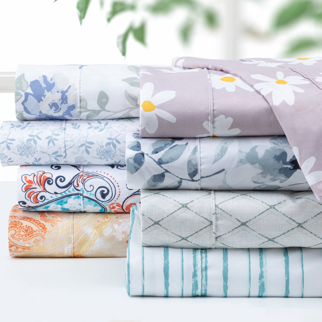 Ensemble de draps de luxe en microfibre Pointehaven, imprimé et uni