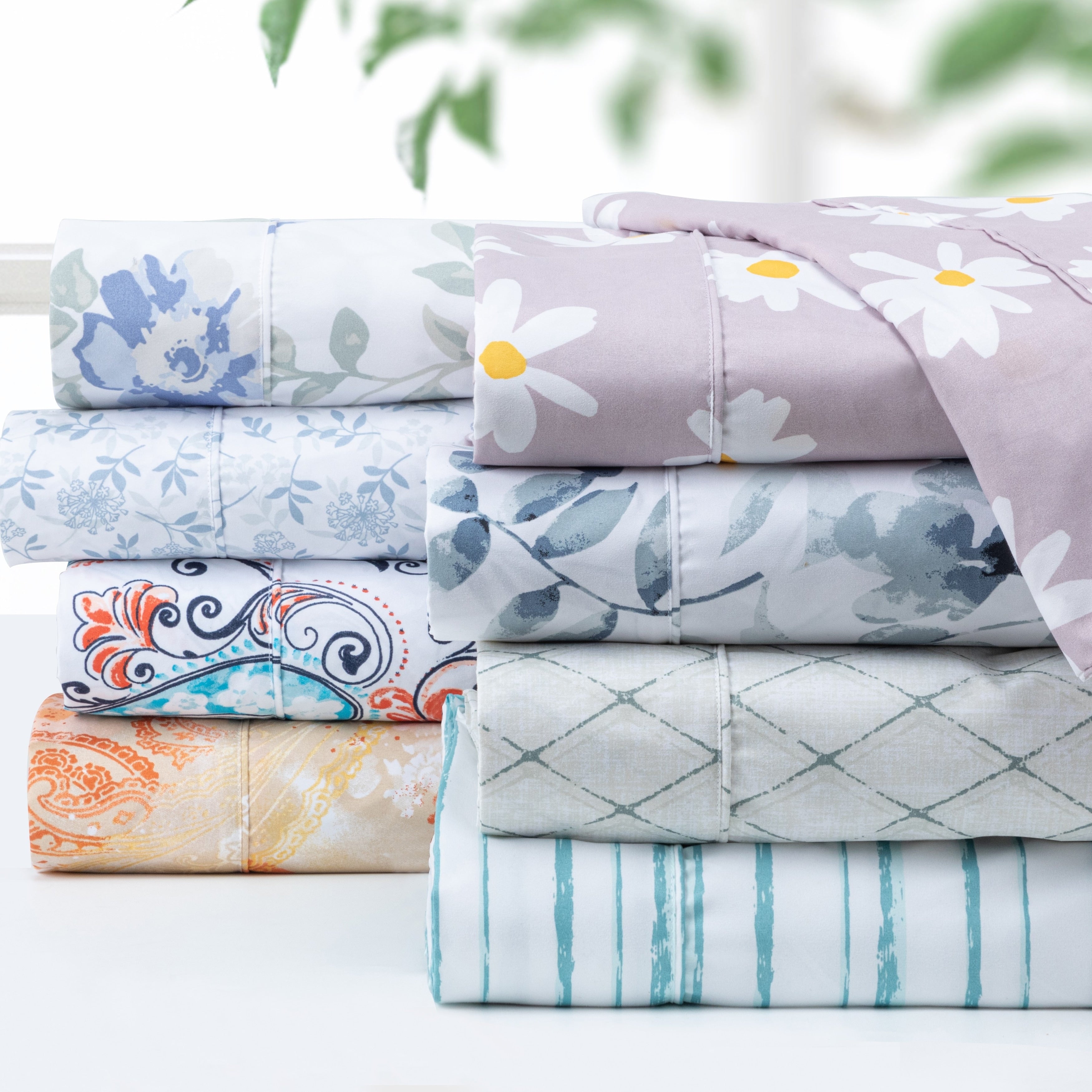 Ensemble de draps de luxe en microfibre Pointehaven, imprimé et uni