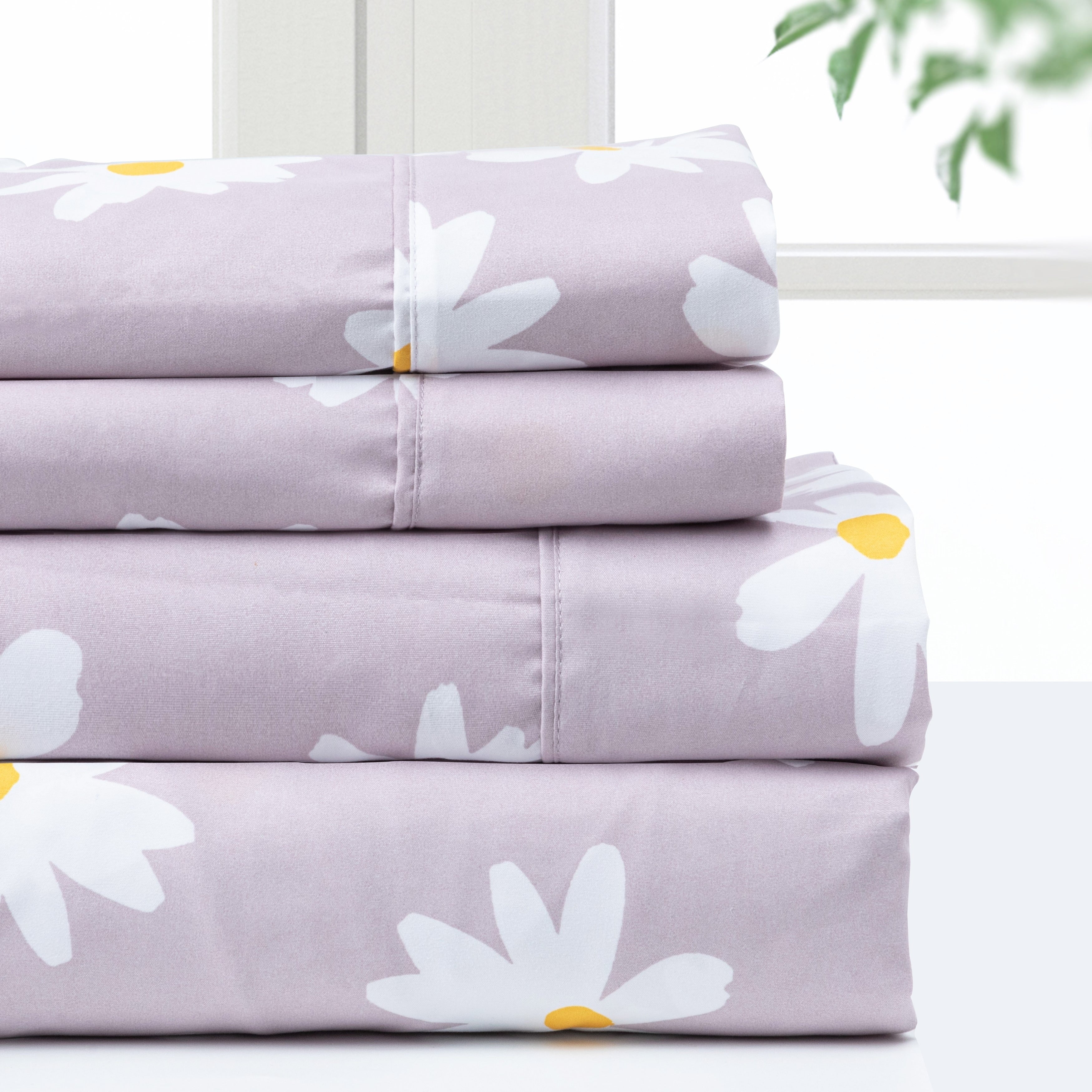 Ensemble de draps de luxe en microfibre Pointehaven, imprimé et uni