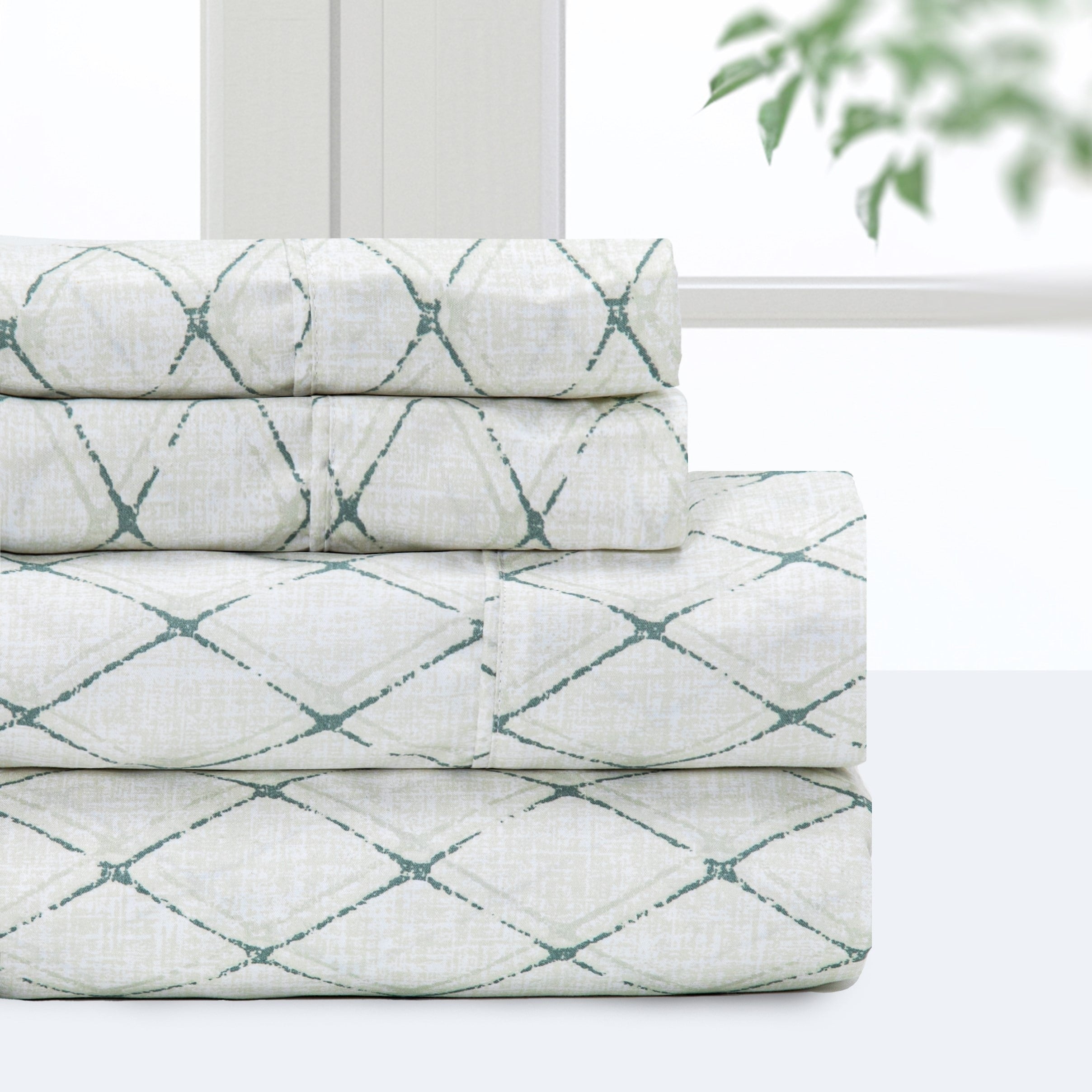 Ensemble de draps de luxe en microfibre Pointehaven, imprimé et uni