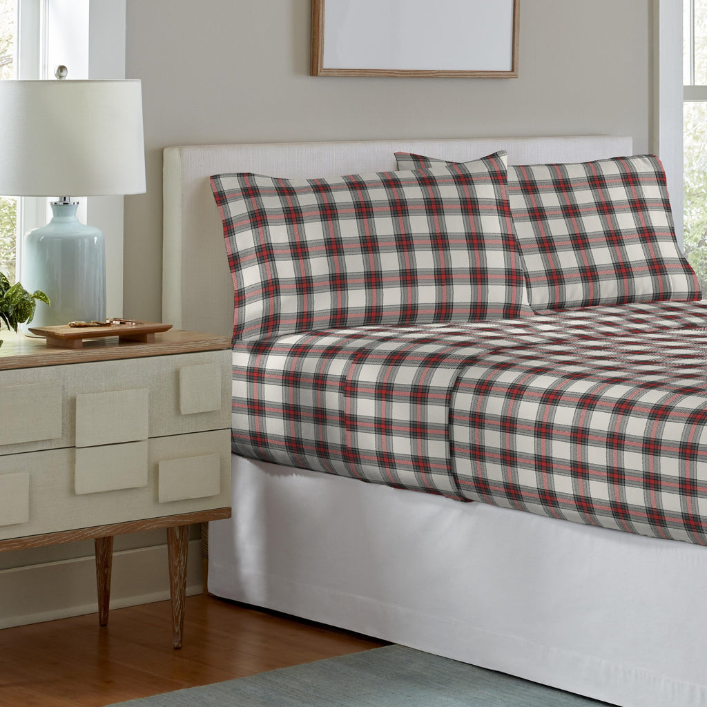 Parure de lit Pointehaven Plaid Luxury Flannel Heavy Weigh 180 GSM 100 % coton